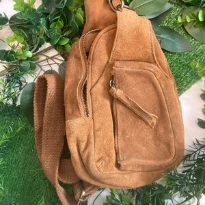 Free peopleHudson Suede Crossbody Sling Bag in Camel Brown